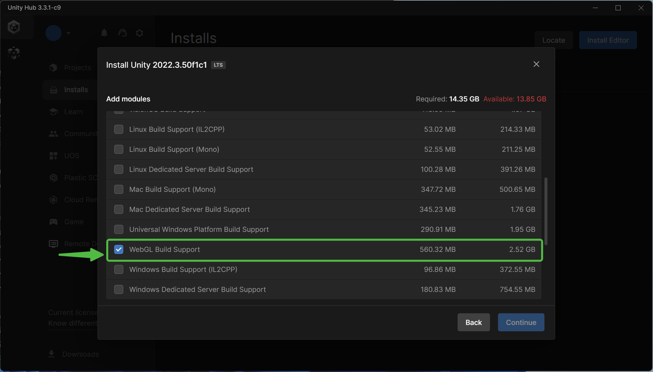 Continue Installation